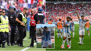 Argentina players had to run into the tunnel