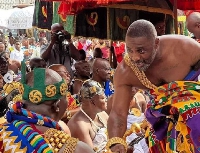 Idris Elba shakes meets Asantehene at Akwasidae festival