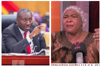 Hajia Charity (R) has criticised Afenyo's donation of computers to GBC