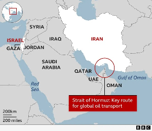 About 20% of the world's oil usually passes through the Strait of Hormuz
