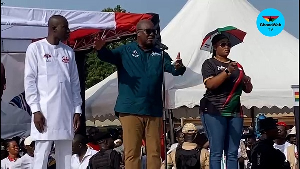 Former President John Dramani Mahama speaking at a campaign rally