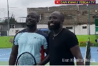 Stephen Appiah with Evans Tetteh