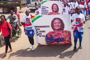 A section of the youth marching through the streets