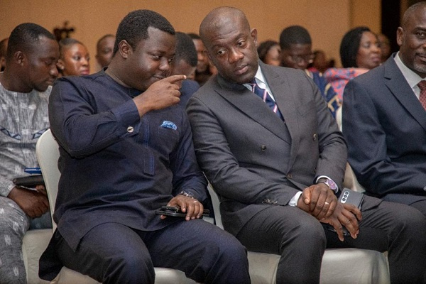 Rev John Ntim Fordjour, Deputy Education Minister with Information Minister, Kojo Oppong Nrkumah