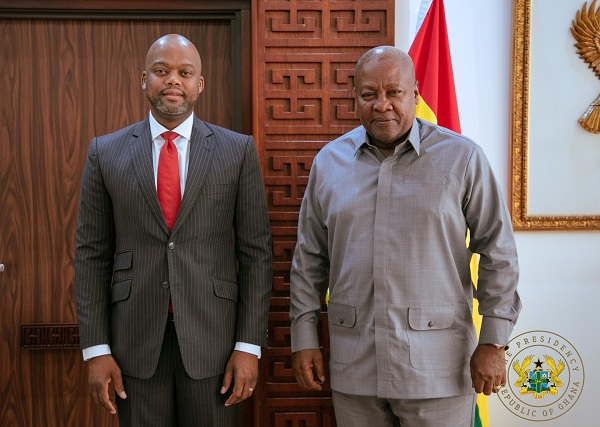 President John Dramani Mahama (Right) and AfCFTA Secretary-General Wamkele Mene