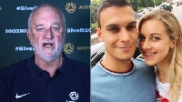 Australia head coach Graham Arnold and  son-in-law, Trent Sainsbury with daughter