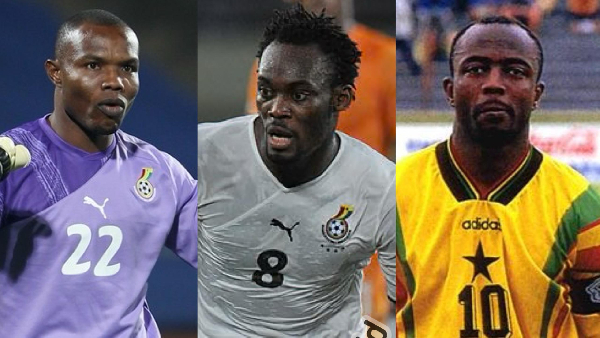 Kingson (L), Essien (M) and Abedi (R) have made it to Kuffour's all-time Black Stars XI