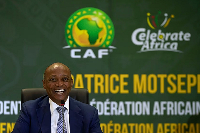 CAF President Patrice Motsepe smiles during a news conference in Johannesburg