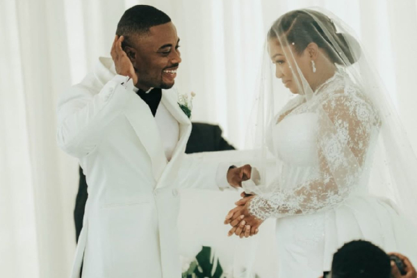 Emmanuel Kwame Sarpong and his newly wedded wife, Hannah Kufuor