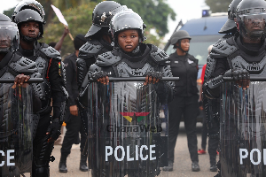 Police officers providing security at the protest