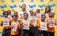 Precious Kyei Bonsu with so,e children from the WIT School