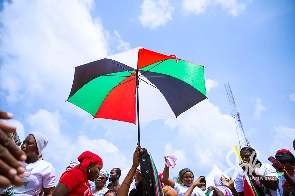 An umbrella in the NDC colours