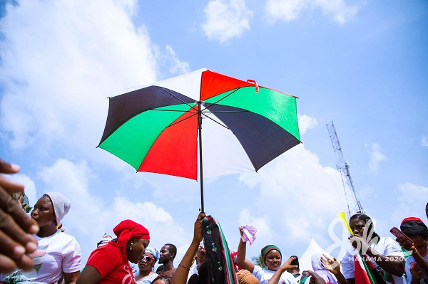 An umbrella in the NDC colours