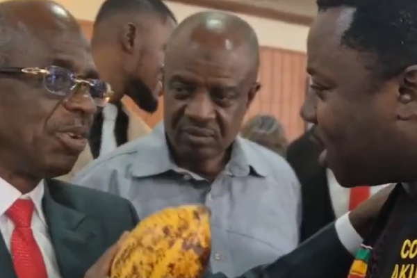 Watch as Asiedu Nketiah jabs Ntim Fordjour over cocoa pod display at SONA