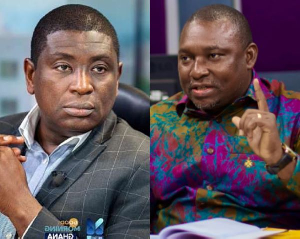 Kwadwo Poku (L) clashed with Solomon Owusu (R) over a debate on Pwalugu Dam
