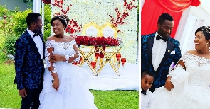 Adjetey Anang and wife, Elom during their vow renewal