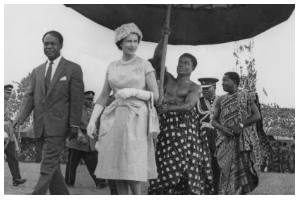 A photo of Queen Elizabeth II and Dr Kwame Nkrumah
