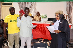 The re-elected Ellembelle Presiding Member taking his oath of office