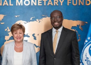 IMF Boss, Kristalina Georgieva [L] and Dr Cassiel Ato Forson, Minister of Finance