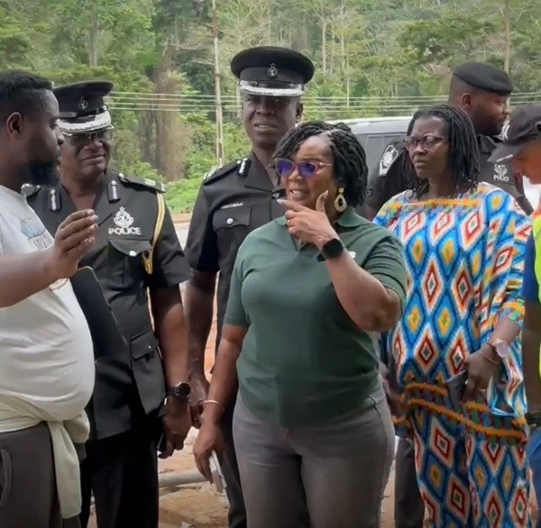 Eastern Regional Minister (in T-shirt) touring the Kwahu Convention Centre