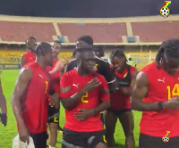 Black Stars players having fun during jama session