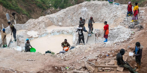 Miners working at a coltan site in Rubaya, Democratic Republic of Congo on May 7, 2025