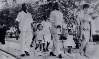 Dr. Kwame Nkrumah, first Lady Fathia Nkrumah and their children