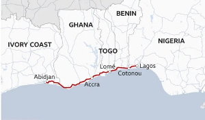 Planned highway from Abidjan to Lagos