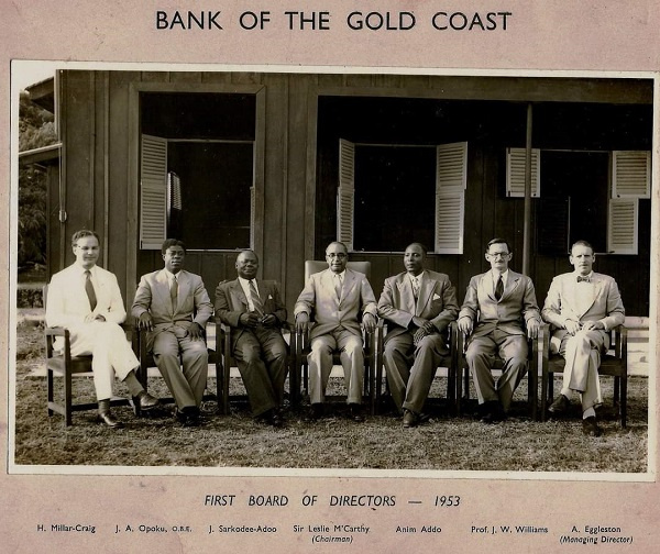 The first board of directors for the Bank of Gold Coast