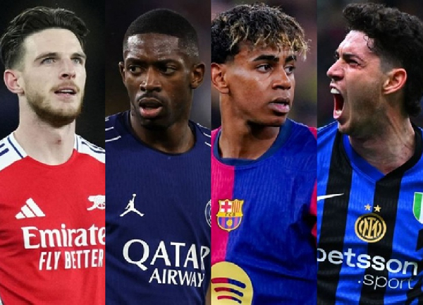 L-R: Rice, Dembele, Yamal and Bastoni played vital roles in their clubs wins