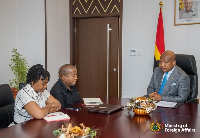 Samuel Okudzeto Ablakwa (L) meets with South African diplomats