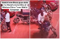 CCTV footage captured the moment suspected motor thieves stole a parked motorcycle