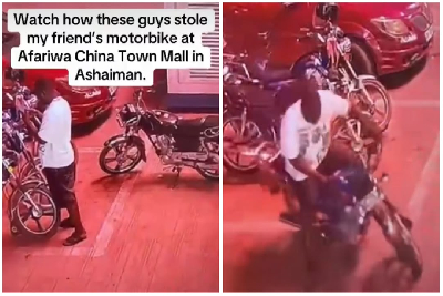 CCTV footage captured the moment suspected motor thieves stole a parked motorcycle
