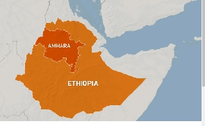 A map showing Ethiopia's Amhara