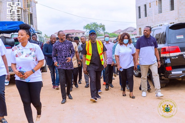 Minister for Works and Housing, Kojo Oppong Nkrumah during an inspection of the project