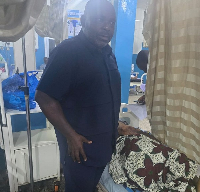 Michael Okyere Baafi captured at the hospital with one of the survivors