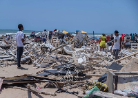 Screenshot of debris from the demolition scene
