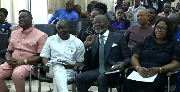 Gabby Asare Otchere-Darko, Ken Ofori-Atta and John Kumah at the committee hearing