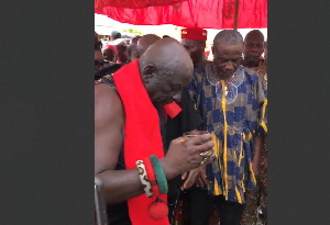 The traditional leaders poured libation at the very spot at which he was shot