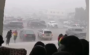 The unexpected downpour swept through the funeral grounds in Koforidua in the Eastern Region
