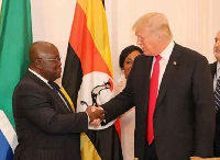 An old photo of Akufo-Addo (L) exchanging pleasantries with Donald Trump