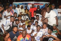 Mamobi players with Sports Minister, Mustapha Ussif and other dignitaries