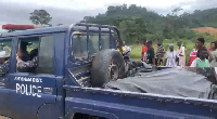 An Anyinam District Police Command truck on site