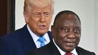 US President Donald Trump (left) is pictured with South African President  Cyril Ramaphosa