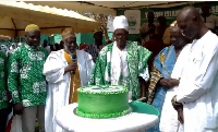 Dignitaries cut cake at the school’s 25th anniversary celebration in Tamale