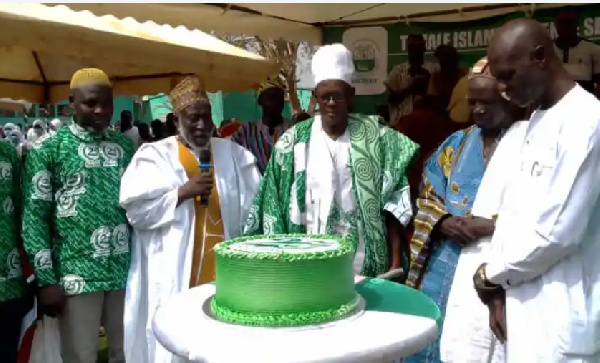 Dignitaries cut cake at the school’s 25th anniversary celebration in Tamale
