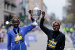 Kenya’s John Korir, Sharon Lokedi win Boston Marathon on record-breaking day