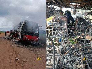 The fire damaged the passenger compartment, roof, windows, seats and other parts of the bus