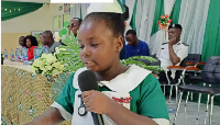 The 8-year old Gretty Asomdwe Arko-Adjei seen dressed in a nursing uniform