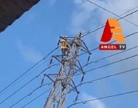 Sena on top of the high-tension pole